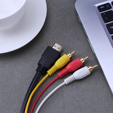 KABEL ADAPTER PRZEJŚCIÓWKA PRZEWÓD 3X RCA CINCH HDMI 2.0 AUDIO VIDEO 1,5M