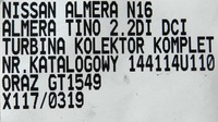 фото thumb №7, Турбонагнетатель gt1549 144114u110 almera tino 2.2di