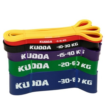 ZESTAW 6 GUM DO ĆWICZEŃ POWER BAND gumy oporowe fitness WYSOKA JAKOŚĆ KUDDA