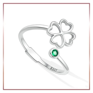 Серебряное открытое кольцо ЧЕТЫРЕХЛИСТНИКОВЫЙ КЛЕВЕР