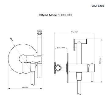 Oltens черный смеситель для биде с душевой лейкой