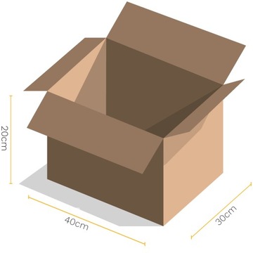 КАРТОННАЯ КОРОБКА С КЛАПАНАМИ 40x30x20 РАЗМЕР C 20 ШТ.