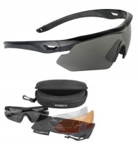 Защитные тактические очки SWISSEYE NIGHTHAWK, баллистические, черные, дымчатые