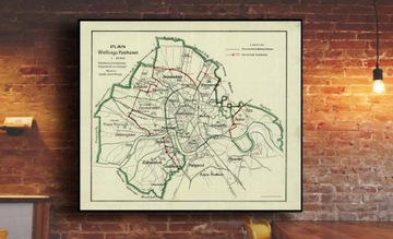 Старый план города Кракова 1910 г., 50х40см.