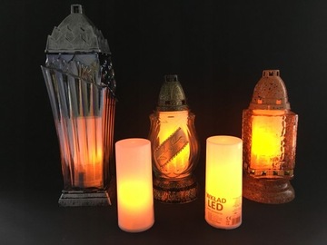 ŚWIECZKA WKŁAD DO ZNICZA EFEKT PŁOMIENIA 14 cm ŚWIECA LED NA BATERIE