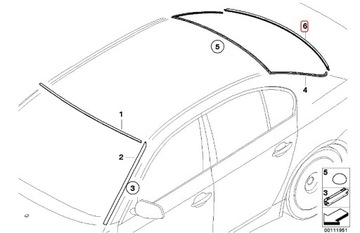 BMW OE 51317115412 нижний уплотнитель заднего стекла