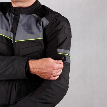 Kurtka motocyklowa HUSAR HORNET męska tekstylna czarno szara fluo