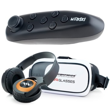 GOGLE OKULARY 3D VR 360 DO TELEFONU Z KONTROLEREM BLUETOOTH ZESTAW DO GIER