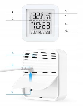 CZUJNIK TEMPERATURY I WILGOTNOŚCI WIFI SMART LIFE TUYA TERMOMETR HIGROMETR