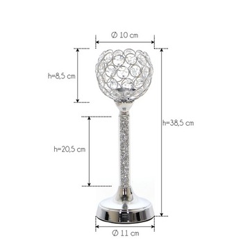 Świecznik Glamour Lampion Chrom Kryształ srebrny