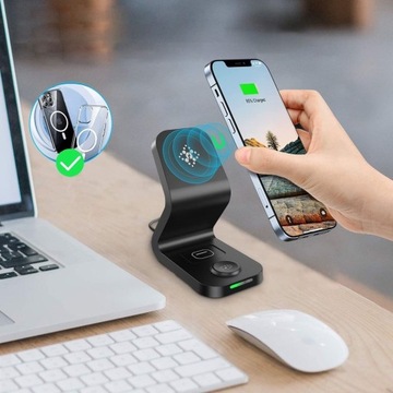 Беспроводная индукционная станция MagSafe 3в1 15 Вт для Apple iPhone Watch
