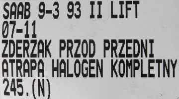 фото thumb №16, 245.zderzak перед переднє saab 9-3 ii рестайлінг 07-11 комплектний