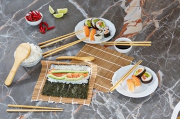 ZESTAW DO SUSHI 14 elementów 5x PAŁECZKI 2x MATA