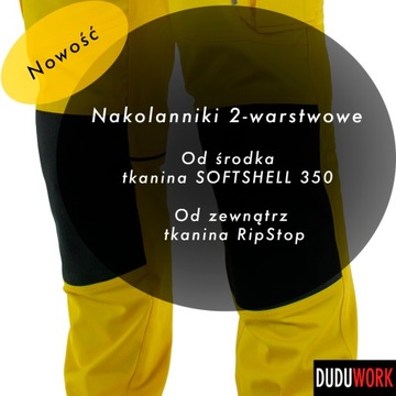 SPODNIE ROBOCZE DuduWork Żółte z Nakolannikami 60
