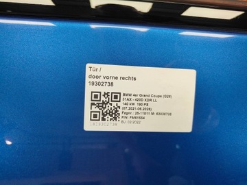 фото thumb №6, Bmw 4 i4 g26 двері передні праві правий перед колір c31 potimao синій