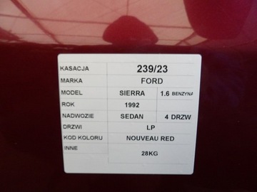фото thumb №6, Ford sierra 1992r дверь левая перед цвет nouveau red лак оригинал