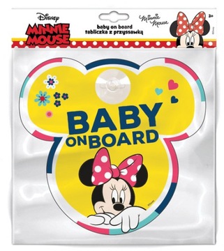 Tabliczka Myszka Minnie Miki dziecko w aucie baby on board na przyssawkę