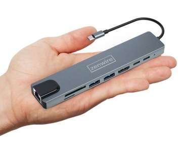 АДАПТЕР-концентратор 9-в-1 USB-C HDMI RJ45 Ethernet Устройство чтения карт SD Macbook M1 M2 M3