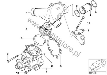 фото thumb №8, Bmw z3 z4 m e85 3.2 343km s54 s54b32 насос жидкости охлаждающей воды 7838135