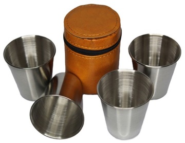 KIELISZKI TURYSTYCZNE METALOWE ETUI 4 SZT 70ML