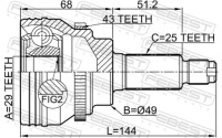 Outer cv joint 29x49x25 0710-ign29a43 febest Цена, фото thumb