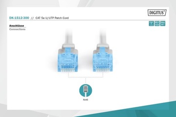 Кабель UTP патч-корд кат.5e, серый 3м RJ45
