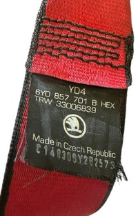 фото thumb №5, 6y0857701b красный pas безопасности левый перед fabia mk1 sport 00-04