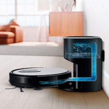 NIEMIECKI ROBOT SPRZĄTAJĄCY ODKURZACZ MEDION OPRÓŻNIA POJEMNIK STACJA SSĄCA