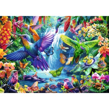 PUZZLE 1000 UKŁADANKA ART KOLIBRY DŻUNGLA PTAKI ZWIERZĘTA KWIATY 12+ TREFL
