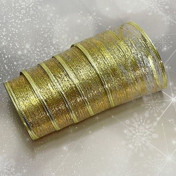 SZEROKA ŚWIĄTECZNA WSTĄŻKA 63mm DO PREZENTÓW 3m W8