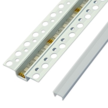 PROFIL LED wpuszczany wpust DO PŁYT KARTON GIPS 1M + klosz