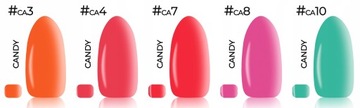 Cukierkowy mani 7x CLARESA Lakier HYBRYDA TOP BAZA