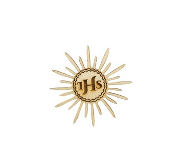 Tabliczka hostia drewniana IHS Komunia 7,5cm 10szt