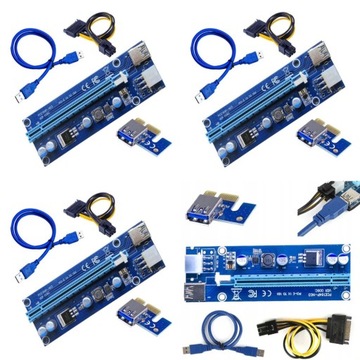 Набор из 4 переходников USB 3.0 PCI-E, 1x-16x 6PIN SATA