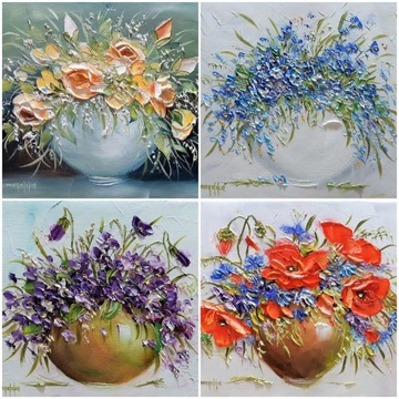 ИОАННА ДОМАГАЛЬСКАЯ КАРТИНА УГЛОВЫЕ ЦВЕТЫ 25X30