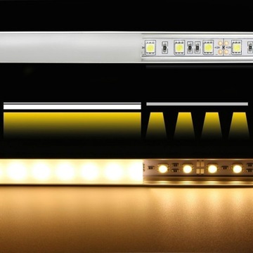 PROFIL aluminiowy WPUSZCZANY czarny + KLOSZ mleczny zaślepki 2m do led