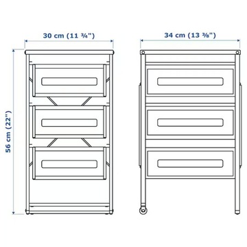 IKEA LENNART komoda 3 szuflady 56x30 cm BIAŁY