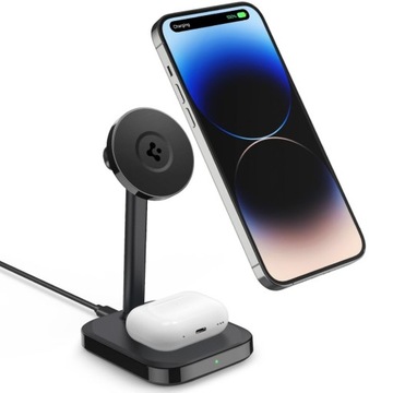 SPIGEN PF2100 ДУГОВОЕ МАГНИТНОЕ MAGSAFE ДВОЙНОЕ БЕСПРОВОДНОЕ ЗАРЯДНОЕ УСТРОЙСТВО, ЧЕРНОЕ