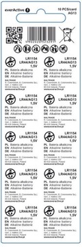 EverActive Alkaline G13 LR44 LR1154 блистерная батарея