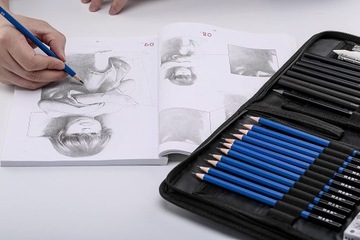 ПРОФЕССИОНАЛЬНЫЙ НАБОР ДЛЯ ЭСКИЗОВ, КАРАНДАШ РАЗНОЙ ТОЛЩИНЫ, СУМКА ДЛЯ АКСЕССУАРОВ