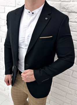 Czarna elegancka marynarka meska stylovy - 48