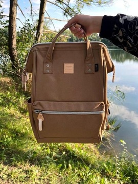 WRO Damski plecak szkolny Himawari HM1882 na laptopa 15,6 CORDURA camelowy