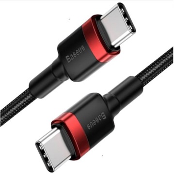 Кабель USB-C — USB-C PD Baseus Cafule PD 2.0 QC 3.0 60 Вт, 2 м (черный и красный)