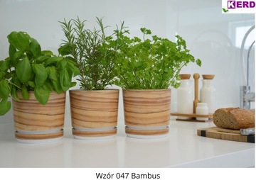 16 Doniczka z podstawką BAMBUS imitacja deski styl naturalny drewnopodobna