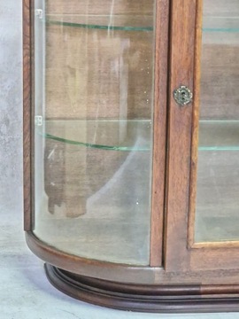 H-P WITRYNA SERWANTKA BIBLIOTECZKA ART DECO ZAOKRĄGLONE SZKLANE BOKI