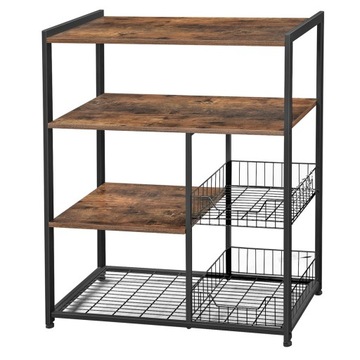 Baker's Rack, Kitchen Island с 2 металлическими корзинами, полками и крючками,