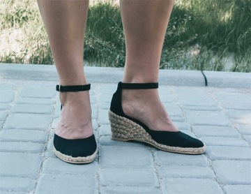 Espadryle spotykanka (7 cm ) CZARNE 37