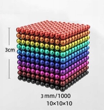 МАГНИТНЫЕ БЛОКИ NEOCUBE ШАРИКИ 3 мм ЦВЕТНЫЕ 1000 шт.
