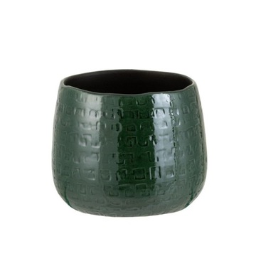 Doniczka osłonka Pattern Green butelkowa zieleń ceramika 19x21cm J-LINE