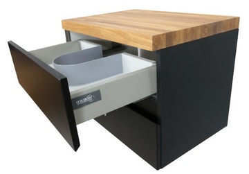 SZAFKA POD UMYWALKĘ LAKIER CZARNY MAT + LITY BLAT DĘBOWY | 60 CM | MDF